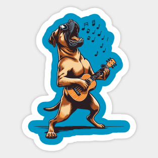 Dog Playing Guitar Singing Boerboel Bull Mastiff Sticker